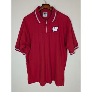Vintage Lee Sport Wisconsin Badgers Men’s XL Polo Shirt Red & White 1/4 zip